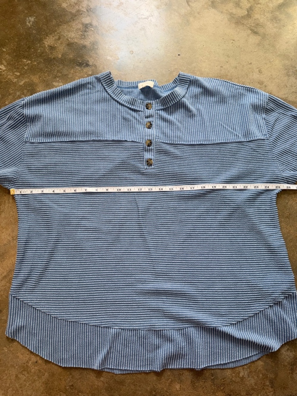 Urban Rose Blue Ribbed Henley Top Plus Size 2X Short Sleeve - Picture 4 of 8